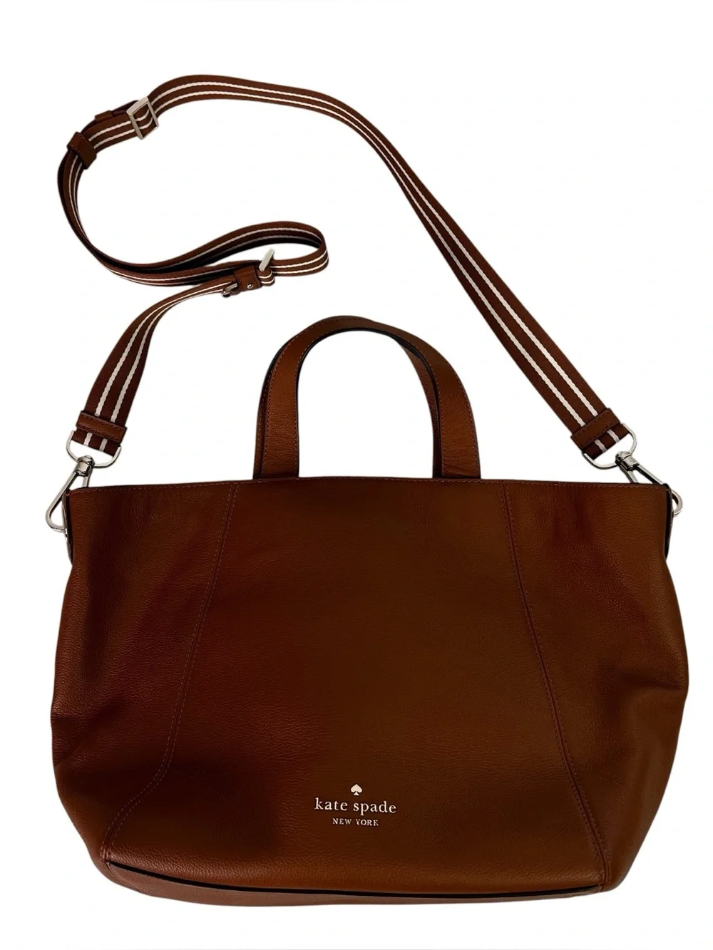 Kate spade New York Rosie Satchel Handbag Pebbled Leather Warm Gingerbread